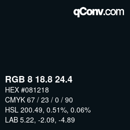 カラーコード: RGB 8 18.8 24.4 | qconv.com