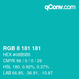 Color code: RGB 8 181 181 | qconv.com