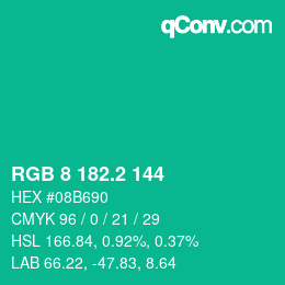 カラーコード: RGB 8 182.2 144 | qconv.com