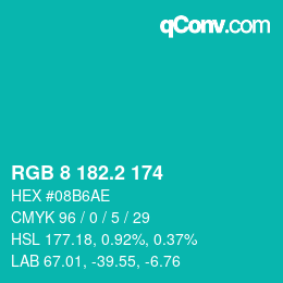 カラーコード: RGB 8 182.2 174 | qconv.com