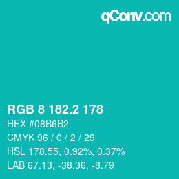 カラーコード: RGB 8 182.2 178 | qconv.com
