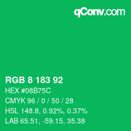 Color code: RGB 8 183 92 | qconv.com