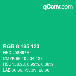 Color code: RGB 8 185 123 | qconv.com