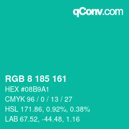 Color code: RGB 8 185 161 | qconv.com