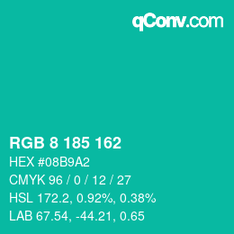 Farbcode: RGB 8 185 162 | qconv.com
