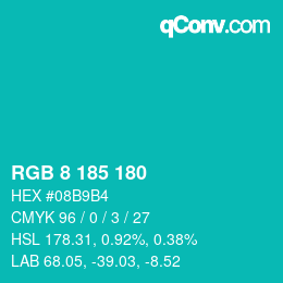 Farbcode: RGB 8 185 180 | qconv.com