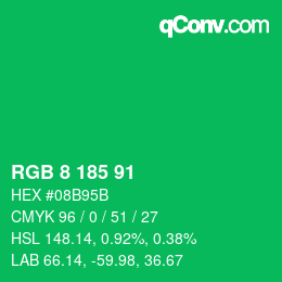 Color code: RGB 8 185 91 | qconv.com