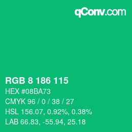 Color code: RGB 8 186 115 | qconv.com