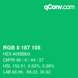 Color code: RGB 8 187 105 | qconv.com