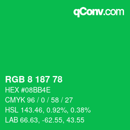 Color code: RGB 8 187 78 | qconv.com