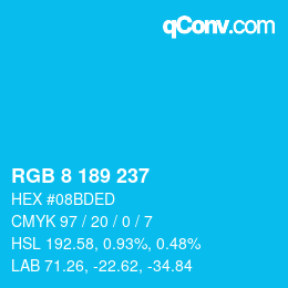 Color code: RGB 8 189 237 | qconv.com