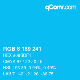 Color code: RGB 8 189 241 | qconv.com