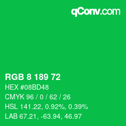 Color code: RGB 8 189 72 | qconv.com