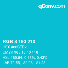 Color code: RGB 8 190 210 | qconv.com