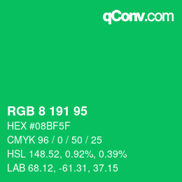 颜色代码: RGB 8 191 95 | qconv.com