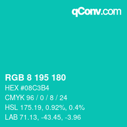 Color code: RGB 8 195 180 | qconv.com