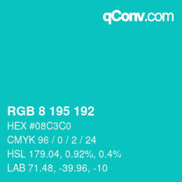 Color code: RGB 8 195 192 | qconv.com