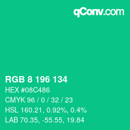 Color code: RGB 8 196 134 | qconv.com
