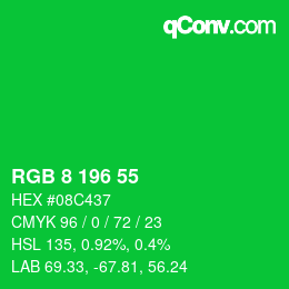颜色代码: RGB 8 196 55 | qconv.com