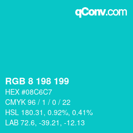 Color code: RGB 8 198 199 | qconv.com