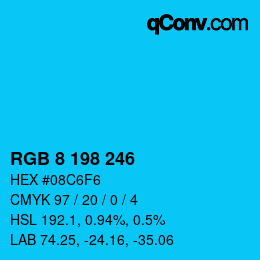 Color code: RGB 8 198 246 | qconv.com