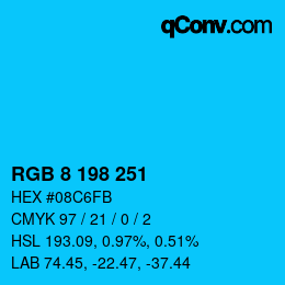 Color code: RGB 8 198 251 | qconv.com