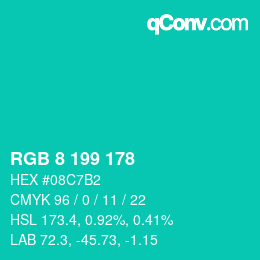 Color code: RGB 8 199 178 | qconv.com