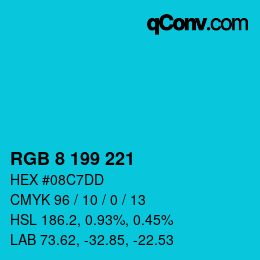 カラーコード: RGB 8 199 221 | qconv.com