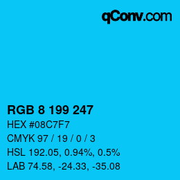 Color code: RGB 8 199 247 | qconv.com