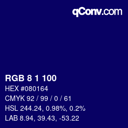 カラーコード: RGB 8 1 100 | qconv.com