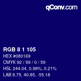 Color code: RGB 8 1 105 | qconv.com