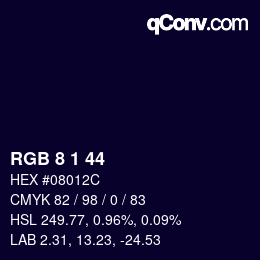 Color code: RGB 8 1 44 | qconv.com