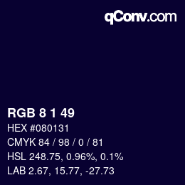 Color code: RGB 8 1 49 | qconv.com