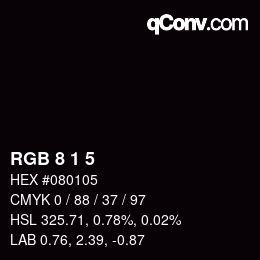 カラーコード: RGB 8 1 5 | qconv.com