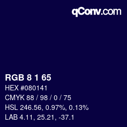 カラーコード: RGB 8 1 65 | qconv.com