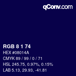 Farbcode: RGB 8 1 74 | qconv.com