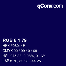 Color code: RGB 8 1 79 | qconv.com