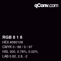 Color code: RGB 8 1 8 | qconv.com