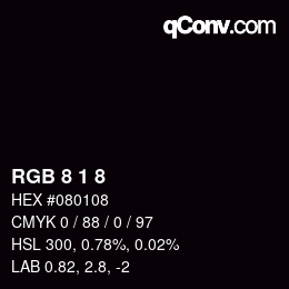 Código de color: RGB 8 1 8 | qconv.com