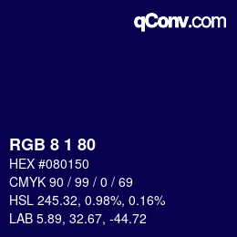 颜色代码: RGB 8 1 80 | qconv.com