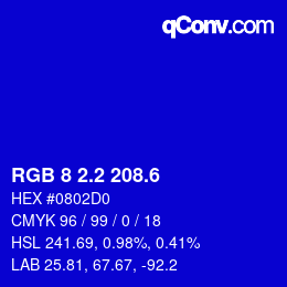 カラーコード: RGB 8 2.2 208.6 | qconv.com