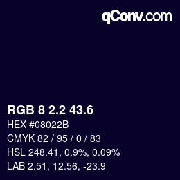 カラーコード: RGB 8 2.2 43.6 | qconv.com