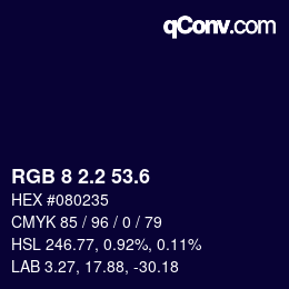 カラーコード: RGB 8 2.2 53.6 | qconv.com