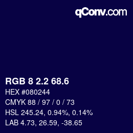 カラーコード: RGB 8 2.2 68.6 | qconv.com