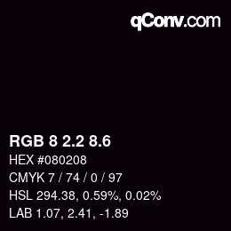 カラーコード: RGB 8 2.2 8.6 | qconv.com