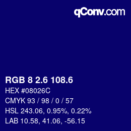 カラーコード: RGB 8 2.6 108.6 | qconv.com