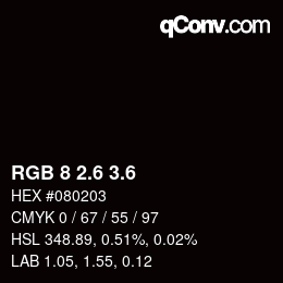カラーコード: RGB 8 2.6 3.6 | qconv.com
