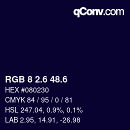 カラーコード: RGB 8 2.6 48.6 | qconv.com