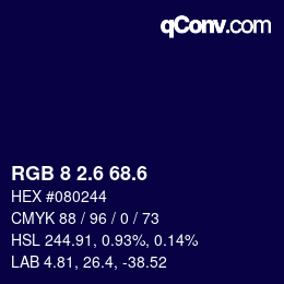 カラーコード: RGB 8 2.6 68.6 | qconv.com
