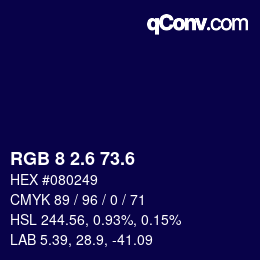 カラーコード: RGB 8 2.6 73.6 | qconv.com